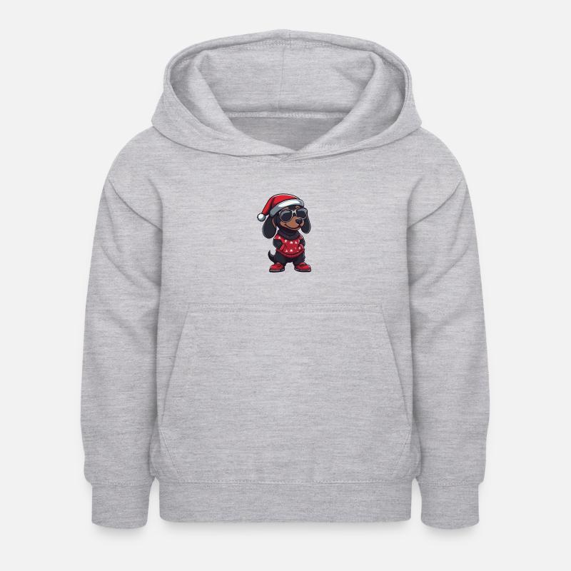 Teckel chien Noël moche Noël teckel - Sweat à capuche Enfant - gris clair chiné