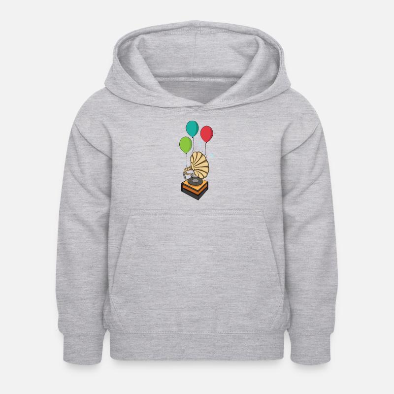 Gramophone avec ballons - Sweat à capuche Enfant - gris clair chiné