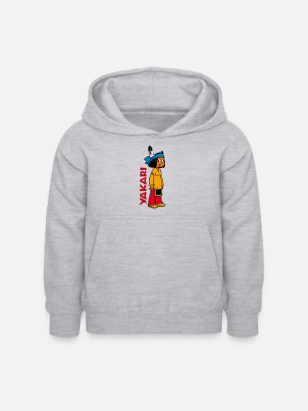 Yakari gespannt - Kinder Hoodie - Hellgrau meliert