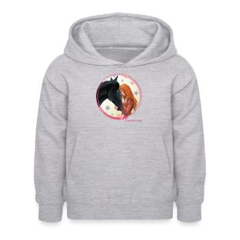 Ostwind Mika und Ostwind Pferdeliebe - Kinder Hoodie - Hellgrau meliert - Vorne - AI Model Kid Female (0cm)