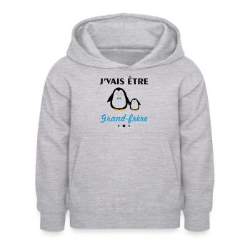 Je vais être grand frère, bientôt grand-frère - Sweat à capuche Enfant - gris clair chiné - Devant - AI Model Kid Female (0cm)
