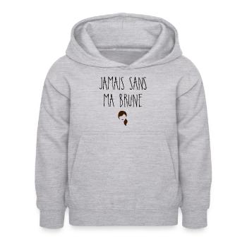 Jamais sans ma brune - Sweat à capuche Enfant - gris clair chiné - Devant - AI Model Kid Female (0cm)