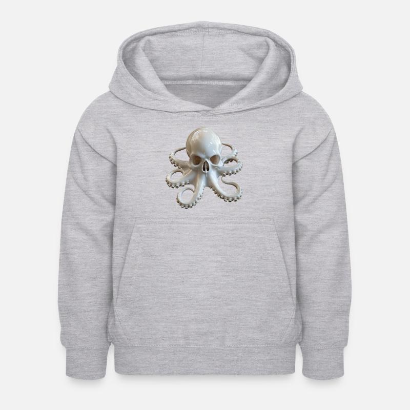 Skull Octopus Fusion - Sweat à capuche Enfant - gris clair chiné