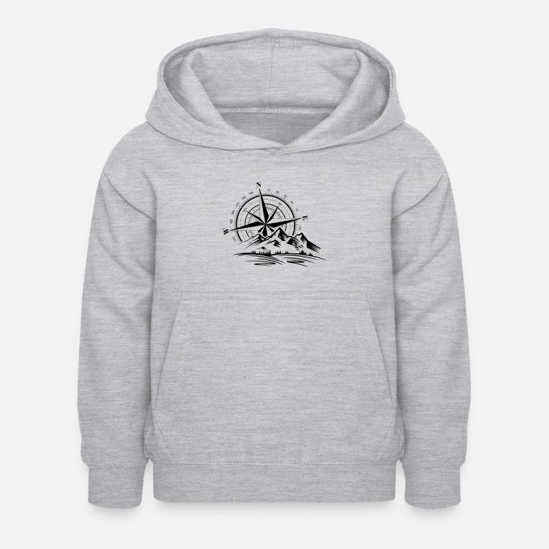 Graphique de la direction de la boussole en montagne - Sweat à capuche Enfant - gris clair chiné