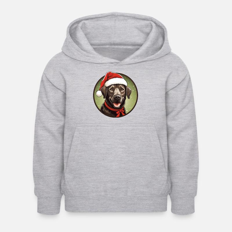 Chiens Noël - Sweat à capuche Enfant - gris clair chiné