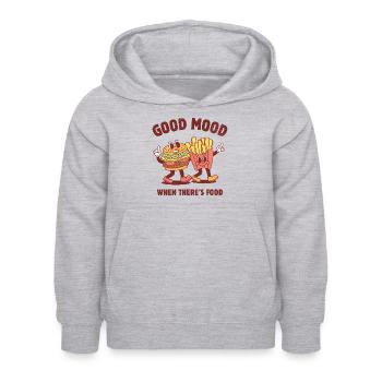 Gute Laune, wenn es Essen gibt - Kinder Hoodie - Hellgrau meliert - Vorne - AI Model Kid Female (0cm)