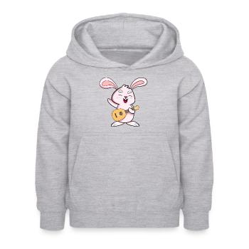 loves the ukulele - Kids Hoodie - light heather grey - Front - AI Model Kid Female (0cm)