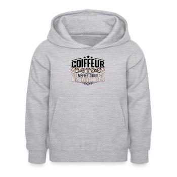 Coiffeur cadeau Coiffeur le vrai Coiffeur - Sweat à capuche Enfant - gris clair chiné - Devant - AI Model Kid Female (0cm)