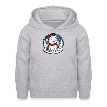 Chats Noël - Sweat à capuche Enfant - gris clair chiné - Devant - AI Model Kid Female (0cm)