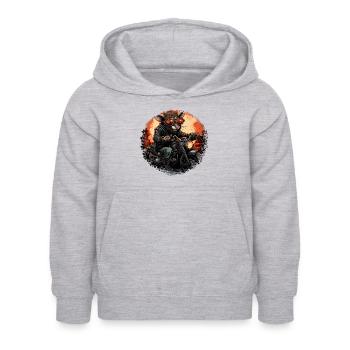 Ratte Motorrad / Motorradfahrer Ratten - Kinder Hoodie - Hellgrau meliert - Vorne - AI Model Kid Female (0cm)