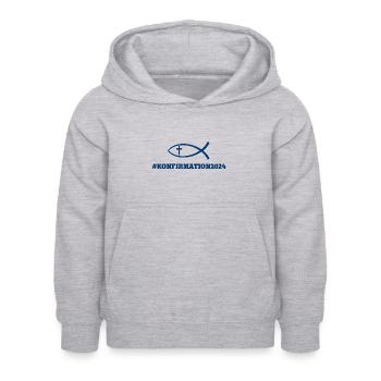 Konfirmation 2024 Fisch Symbol Kirche Glaube Gott - Kinder Hoodie - Hellgrau meliert - Vorne - AI Model Kid Female (0cm)