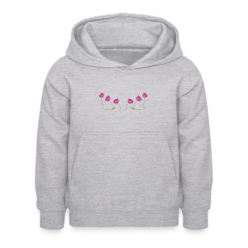fleurs roses symbole plante - Sweat à capuche Enfant - gris clair chiné - Devant - AI Model Kid Female (0cm)