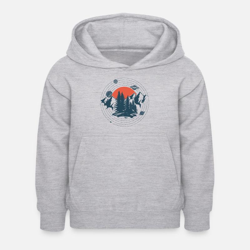 Graphique Planètes et montagnes - Sweat à capuche Enfant - gris clair chiné