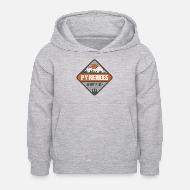 Pyrénées Montagnes Vintage Randonnée Design - Sweat à capuche Enfant - gris clair chiné