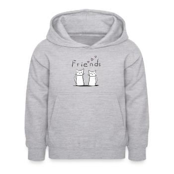 Amis Ami Amitié Chats Chat - Sweat à capuche Enfant - gris clair chiné - Devant - AI Model Kid Female (0cm)