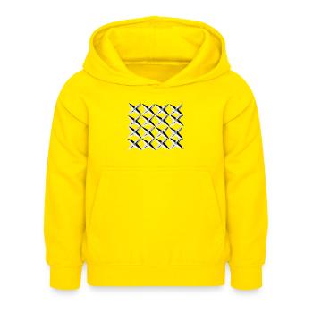 grey net cross pattern - Kids Hoodie - yellow - Front - AI Model Kid Female (0cm)