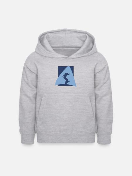Snowboard Wintersport - Kinder Hoodie - Hellgrau meliert