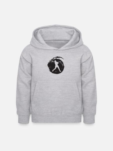 Baseball Pitcher Softballschläger - Kinder Hoodie - Hellgrau meliert