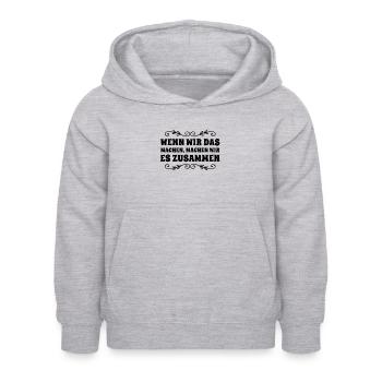 wir halten zusammen - Kinder Hoodie - Hellgrau meliert - Vorne - AI Model Kid Female (0cm)