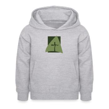 Croix verset de la Bible chrétienne - Sweat à capuche Enfant - gris clair chiné - Devant - AI Model Kid Female (0cm)