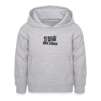 La réalité est forte - Sweat à capuche Enfant - gris clair chiné - Devant - AI Model Kid Female (0cm)