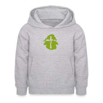 Kreuz Bibelvers Christlich - Kinder Hoodie - Hellgrau meliert - Vorne - AI Model Kid Female (0cm)