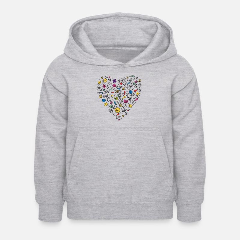 Cœur - Sweat à capuche Enfant - gris clair chiné