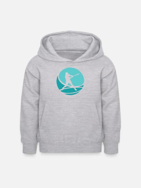 Softballspieler Pitcher Baseball - Kinder Hoodie - Hellgrau meliert