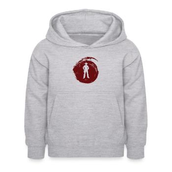 Selle de cow-boy western - Sweat à capuche Enfant - gris clair chiné - Devant - AI Model Kid Female (0cm)