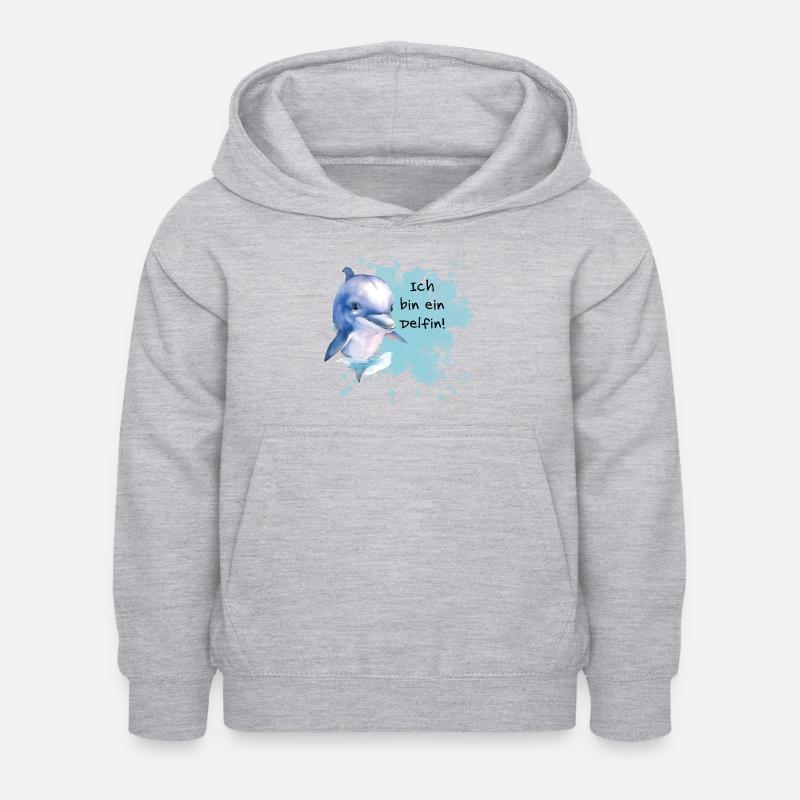 Ich bin ein Delfin! - Kinder Hoodie - Hellgrau meliert