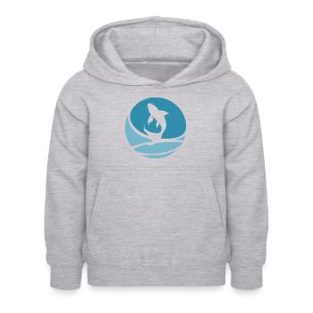 Koi fiskehoved fiskeri - Hoodie til børn - lysegrå meleret - Foran - AI Model Kid Female (0cm)