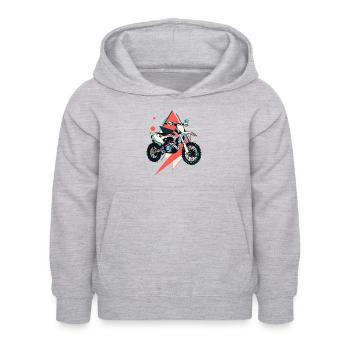 Dirtbike Motorrad Bikerin - Kinder Hoodie - Hellgrau meliert - Vorne - AI Model Kid Female (0cm)