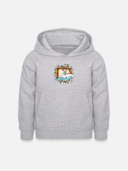 Surfer Surfen - Kinder Hoodie - Hellgrau meliert
