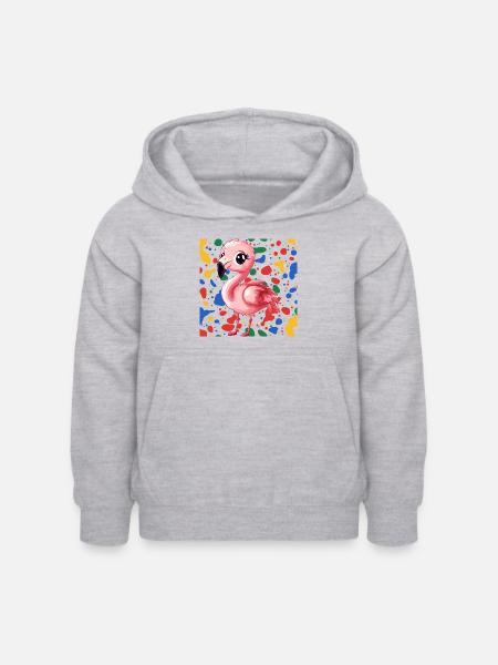 Flamingo Wasservogel - Kinder Hoodie - Hellgrau meliert