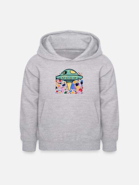 UFO Scifi Raumschiff - Kinder Hoodie - Hellgrau meliert
