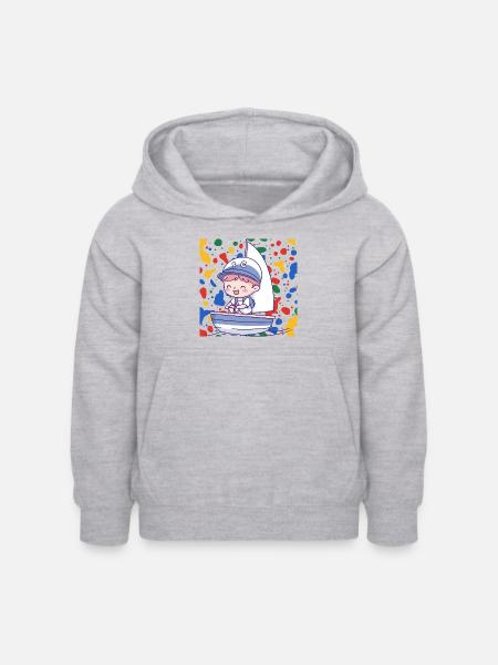 Segeln Segelschiff - Kinder Hoodie - Hellgrau meliert