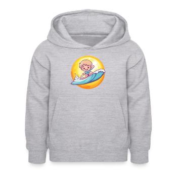 Surfer Wellenreiter - Kinder Hoodie - Hellgrau meliert - Vorne - AI Model Kid Female (0cm)
