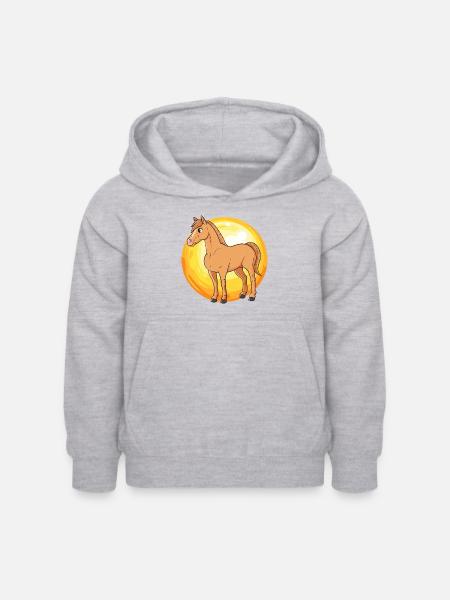 Pferde Ponyhof - Kinder Hoodie - Hellgrau meliert