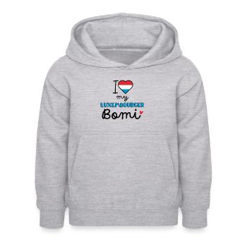 J’adore mon Bomi luxembourgeois - Sweat à capuche Enfant - gris clair chiné - Devant - AI Model Kid Female (0cm)