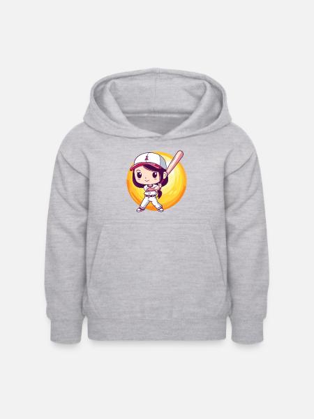 Baseball Baseballschläger - Kinder Hoodie - Hellgrau meliert