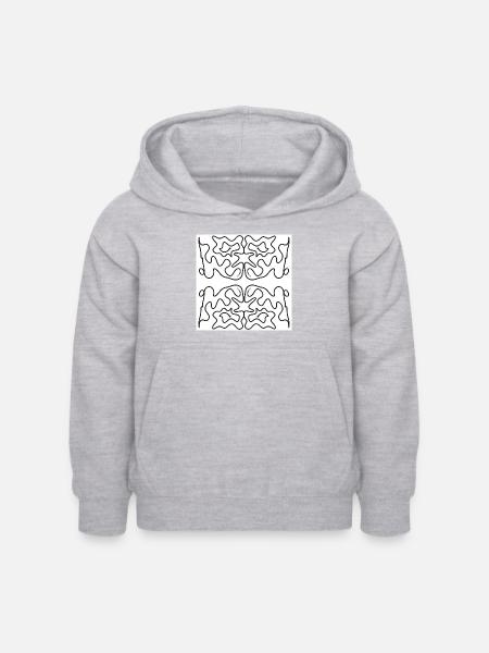 Schwarz-Weiß-Gekritzel - Kinder Hoodie - Hellgrau meliert