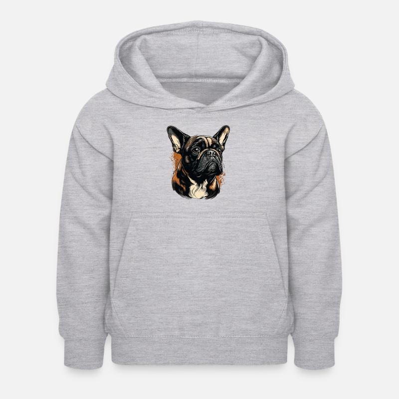 Bulldog francese - Felpa con cappuccio per bambini - grigio chiaro melange
