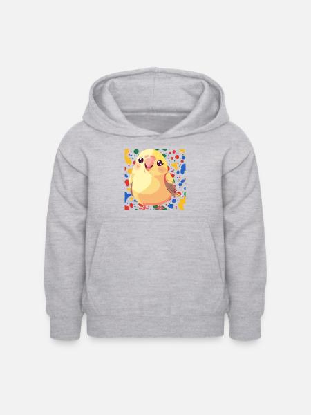 Wellensittich Spatz - Kinder Hoodie - Hellgrau meliert