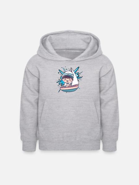 Segeln Anker - Kinder Hoodie - Hellgrau meliert