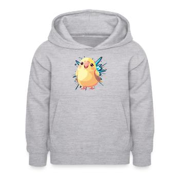 Perruche, perroquet, troupeau d’oiseaux - Sweat à capuche Enfant - gris clair chiné - Devant - AI Model Kid Female (0cm)