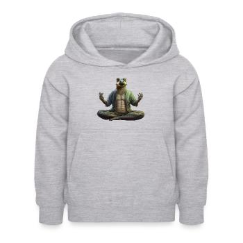 Yoga Krokodil - Kinder Hoodie - Hellgrau meliert - Vorne - AI Model Kid Female (0cm)