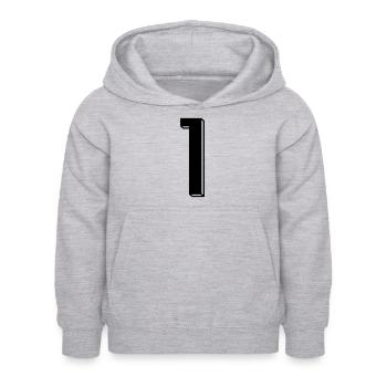 Nummer 1 - Zahl EINS Trikotnummer 1 Jahr - Kinder Hoodie - Hellgrau meliert - Vorne - AI Model Kid Female (0cm)