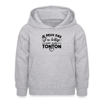 Je peux pas j ai bêtise avec tonton - Sweat à capuche Enfant - gris clair chiné - Devant - AI Model Kid Female (0cm)