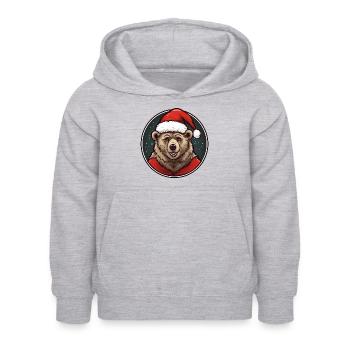 Braunbär Weihnachten - Kinder Hoodie - Hellgrau meliert - Vorne - AI Model Kid Female (0cm)