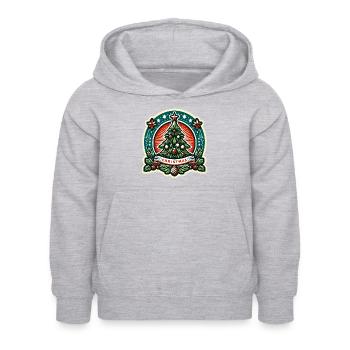 Vintage-Weihnachtsbaum-Abzeichen - Kinder Hoodie - Hellgrau meliert - Vorne - AI Model Kid Female (0cm)